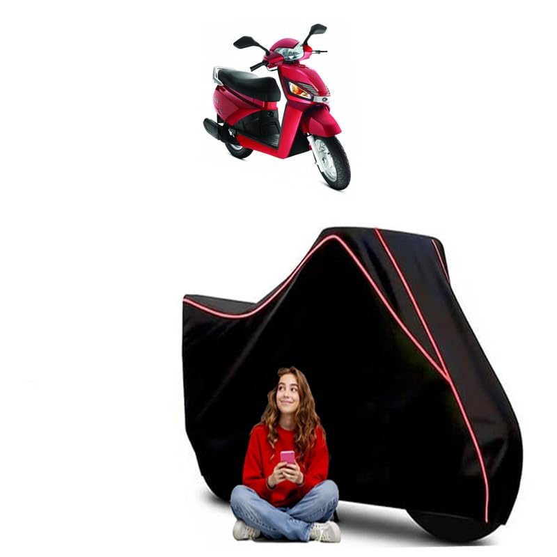 Image of Gusto Scooty Bike Cover Water Resistant Outdoor Use Universal Fit Scooters Motorcycles Heavy Duty UV Protection Dust Rain Scratch Resistant Elastic Bottom Black Blue Piping