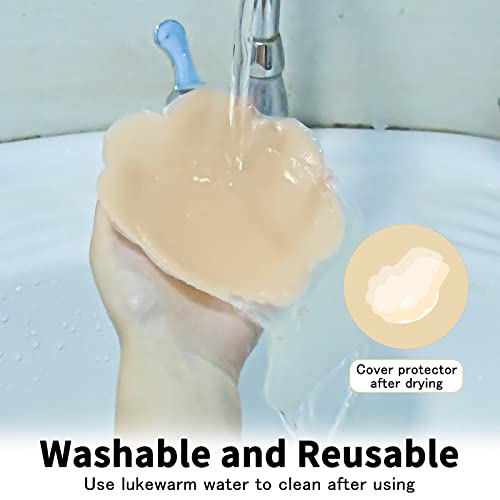 Breast Lift Pasties Nipple Cover: 5.1Inch Silicone Strapless Sticky Bra For Women Reusable Beige #TOP4