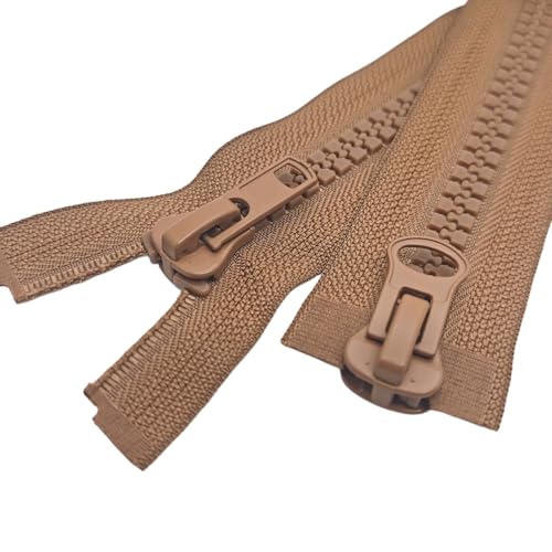 MebuZip #10 26 Inch Large Two Way Separating Jacket Zipper for Sewing Brown