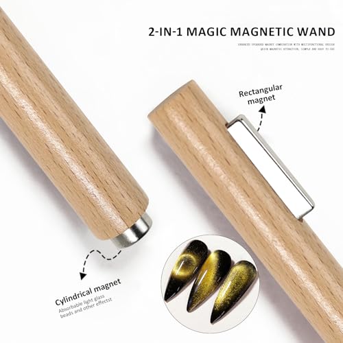 Cat Eye Magnet, Magnet Nagellack Stick Set, 3D Cateye Magnet Stick Set Verwendung mit Cat Eye Nagellack, Starkes Ansaug Katzenaugen Magnetwerkzeug für Katzenaugen Nagellack, Nail Art
