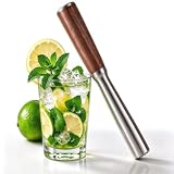 Cocktail Muddler Ice Crusher Wood-Handle Stainless Steel Bar Bartender Tool