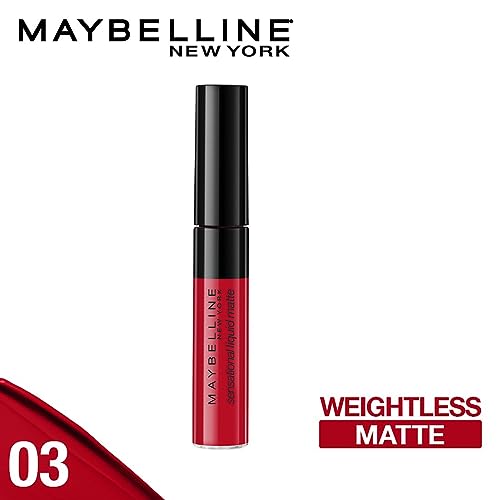 Image of Maybelline New York Sensational Liquid Matte Lipstick 03 Flush It Red (Pack of 2)