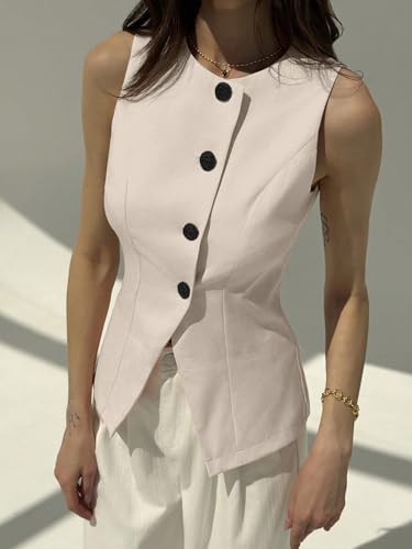 Image of Aahwan Brown Solid Modern Sleeveless Fitted Waist Slim Round Neck Blazer& Top for Women's & Girl's