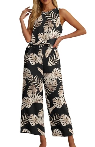 IWOLLENCE Women's Summer 2 Piece Outfits Set Round neck Sleeveless