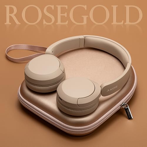 Image of Ginsco Case Compatible with JBL Tune 510BT /520BT /500BT /Junior 320, with Sony WH-CH520 /510, Ultra-Slim Hard Shell Waterproof Headphone Case for On Ear Headphones (Rose Gold)