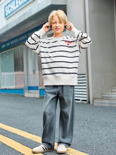 Boys Baggy Jeans Casual Straight Leg Denim Pants with Elastic Waist Pockets Kids Loose Fit Trousers Ages 5-142