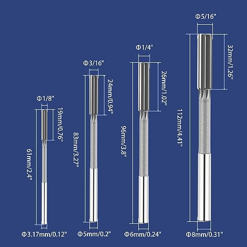 Mriuuod KP-321 Chucking Reamer Set, 1/8 Inch 3/16 Inch 1/4 Inch 5/16 Inch Reamer thumb #2