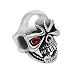 Homxi Anello Uomo Punk,Anello Teschio Gotico con Occhi in Zirconia Rossa 30.5mm Anelli Uomo in Acciaio Inossidabile Argento Anello Uomo Misura 17(57mm)