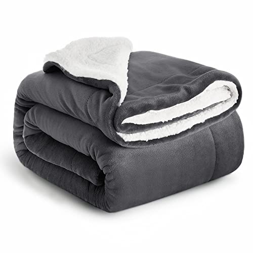 Blancos, Home IR Imperial Rooms - Manta de Forro Polar Sherpa para sofás, Manta de Viaje Suave y esponjosa, Gruesa, Manta de Microfibra Reversible (Gris, Individual (130 x...