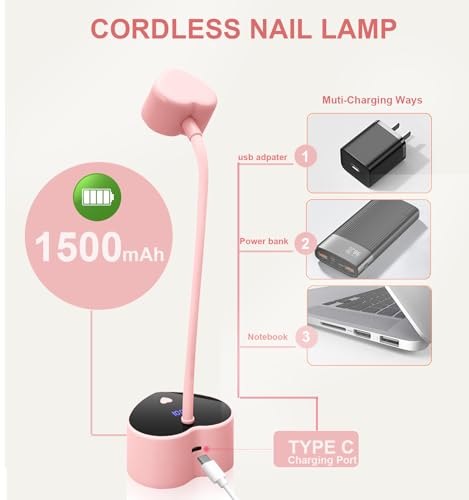 Lumcrissy UV Nail Lamp: 30W Mini UV Light for Gel Nails Polish, Rechargeable LED Nail Light Nail Dryer with 2 Timers & Auto Sensor, Fast Curing Goosenecks Lamp for Home DIY Manicure — view 4