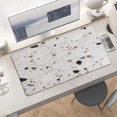 White Terrazzo Desk Pad con base de goma antideslizante 30x60 cm miniatura 6