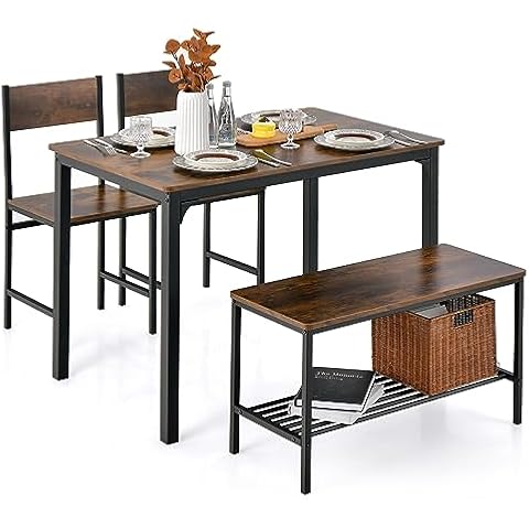 TANGZON Rustic Brown Dining Table Set Cover