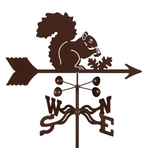 EZ Vane Squirrel Weathervane â€” Roof Mount, Wind Cups, Antique Copper Finish, Steel with Durable Triple Powder Coating, Handcrafted in USA