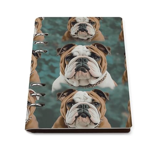 Carnet bouledogue anglais A5 en cuir synthétique rechargeable 90 feuilles