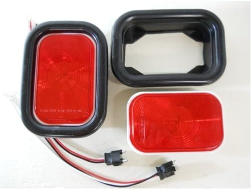 United Pacific Red Rectangle Incandescent Truck Trailer Semi Brake Stop Turn Tail Light Kits, Premium Upgrade