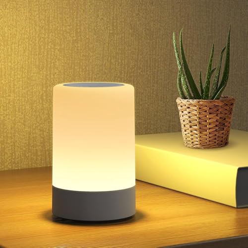 Viafexna Lampada Comodino LED Touch: Luce Notturna per Bambini con 3 Colori, Lampada Allattamento Neonato Senza Fili, Ricaricabile USB per Decorare Camera da Letto e Soggiorno (B)
