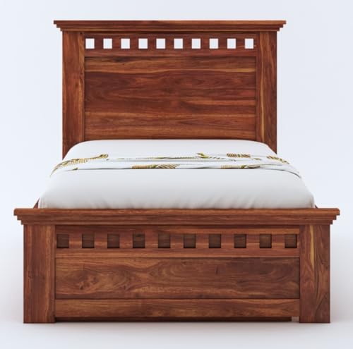 Image of MAMTA Decoration Sheesham Wood Kuber Single Size Trundle Bed with 1 Extra Pullout Bed for Bedroom Living Room Home (Honey Finish)