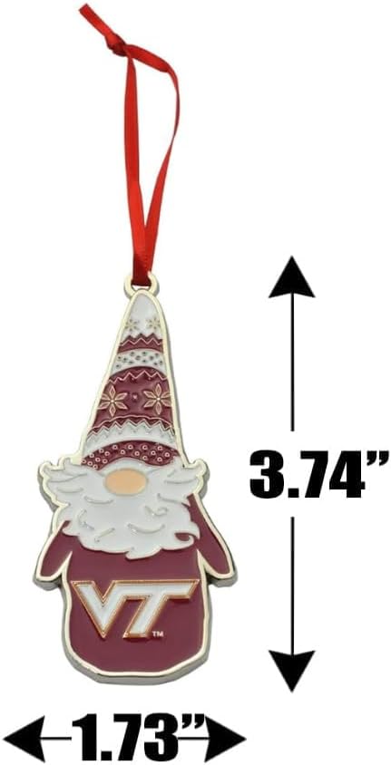 Virginia Tech Hokies Gnome Metal Christmas Ornament - Image 2