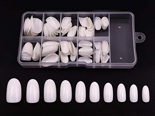 Surakey 100 Stück künstliche Fingernägel, weiß, ovale Nagelspitzen, Acryl, volle Abdeckung, runde Kunstnägel, künstliche…