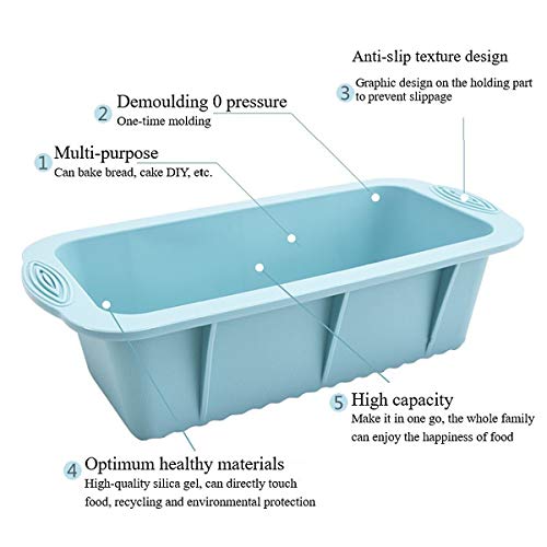 Loaf Pans For Baking Bread 8.5 X 4.5 Value 2 Pack Toast Oven Mold Silicone Food Grade Reusable Bakeware Pan Dishwasher For Kitchen Homemade Breads Cakes Meatloaf (Blue-2 Pack) #TOP1
