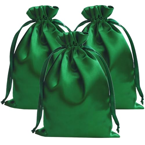 Gbateri 50 PCS 4 x 6 Inches Green Satin Gift Bags with Drawstring Wedding Favour Bags, Party Favor Bags Silk Jewelry Pouches, Fabric Drawstring Pouch for Baby Shower Bridal Shower Birthday Christmas
