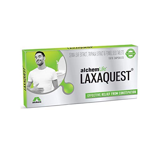Alchemlife Laxaquest- Natural, Gentle & Effective Relief from Recurrent or Chronic Constipation,Gas & Bloating|Improved Bowel Regularity - Pack of 2 (20 Capsules)