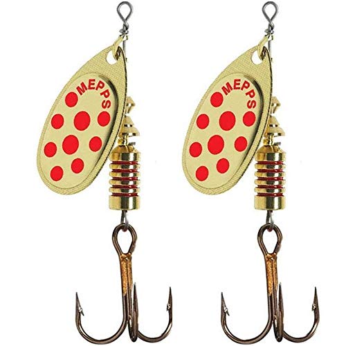 Mepps 2 X cuillers Aglia Décorées Or Points Rouges Taille n°2/4,5 g