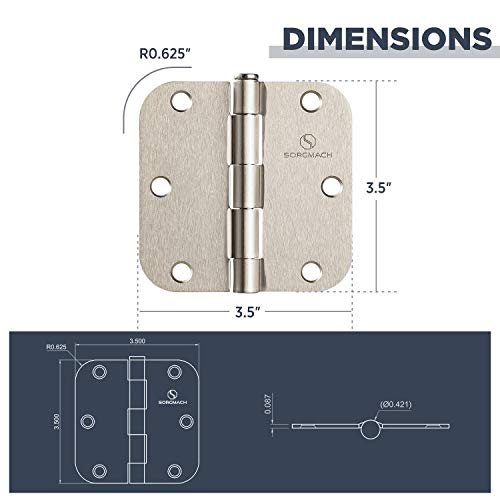 SORGMACH 24 Pack Door Hinges Satin Nickel 3.5 Inch Interior Hinges 5/8" Radius by SORGMACH - Used condition - Image 2