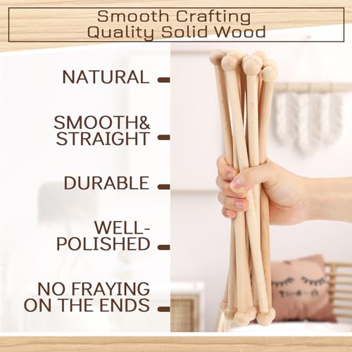 Lineshading 10 Pcs 1/2 x 13 Inch Wooden Dowel Rods Round Unfinished Natural Wood Stick Wood Dowels for Crafting Arts Macrame and DIY Projects Wedding Ribbon Decorating Wand