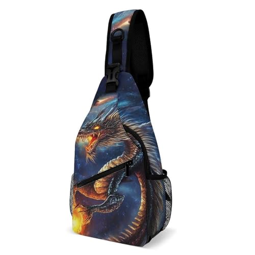 Fashion Chest Pack Travel Shoulder Bag, Cool Space Fire Dragon Art Small Cross Body Sling Bag For Women Men