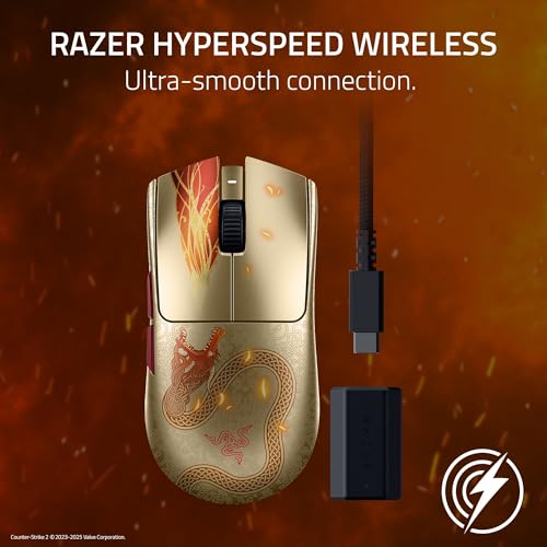 Razer Viper V3 Pro Counter-Strike 2 Dragon Lore - Ultra-lightweight wireless esports gaming mouse - 55g - 8K HyperPolling - Pro Sensor 35K DPI - 2,4 GHz HyperSpeed - 95 hours - PC/Mac | Dragon Lore