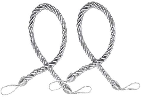 YankMooM 2 Pieces Curtain Tiebacks Simple & Stylish Handmade Weave Curtain Tie Backs for Home Hotel Office Window Curtain Accessories (Grey)