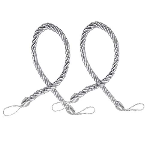 YankMooM 2 Pieces Curtain Tiebacks Simple & Stylish Handmade Weave Curtain Tie Backs for Home Hotel Office Window Curtain Accessories (Grey)