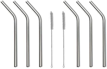 Sungrace Reusable Metal Stainless Steel Wide Smoothie Drinking Straws Set with Cleaning Brush(5 Pack, Multicolor)