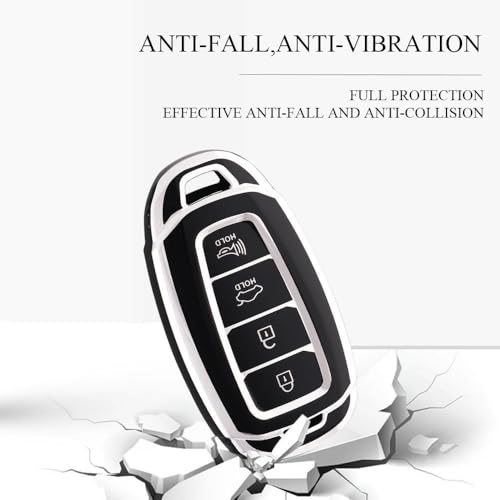 Coque clé Hyundai finition premium - Boîtier de clé robuste 4 boutons noir - 4