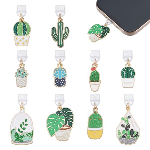 Evita suciedad en conector USB C con estos 10 tapones antipolvo de cactus y plantas esmaltadas