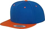 Yupoong Flexfit Unisex Kappe Classic Snapback 2-Tone, zweifarbige blanko Cap mit geradem Schirm, One Size Einheitsgröße für Männer und Frauen, Farbe roy/ora