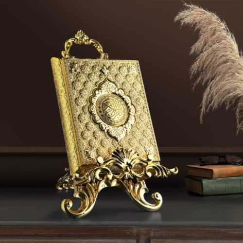 VOGUEHOMEDECOR Luxury Metal Islamic Book Box | Holy Quran Storage Box | Islamic Birthday Graduation Wedding Gift | Muslim Eid Gift | Max. (14x20cm/5,7x8in) Books (Gold, With Kaaba Quran) by VOGUEHOMEDECOR - Used condition - US$94.12