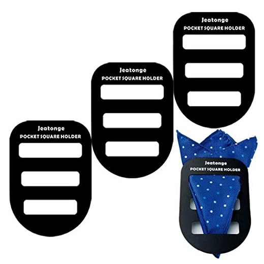 Jeatonge Pocket Square Holder Keeper Organizer Pocket Squares for Men Prefolded (Holder 3 Pcs)