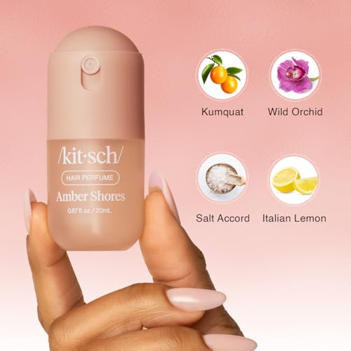 Image of Kitsch Hair Perfume for Women - Hair Spray & Body Mist - Amber Shores, 20mL | Clean, Deodorizing & Patented Odor-Eliminating Technology - Freshen Hair, Body & Pillows - Made in USA