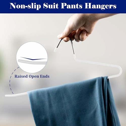 GZQXHOME Pants Hangers 30 Pack Non Slip,Trouser/Blanket/Jeans Hangers for Closet Space Saving,Open Ended Pants Hanger Strong Durable (White) by GZQXHOME - Image 3