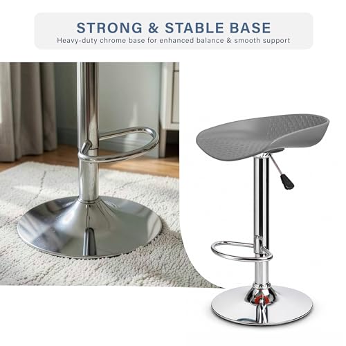 Image of DIYA Seating Fizz Chrome Metal Bar Stool Chair (1 Year Warranty)- Grey