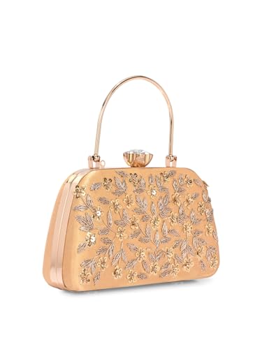 Image of TOOBA Handicraft Women's Beautiful Bling Box Clutch Bag | Evening Bag, Bridal Purse & Party Handbag | Wedding & Special Occasion Clutch (Small Boat)