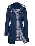 BBX Lephsnt Rain Coats for Women Waterproof Womens Long Plaid Rain Jakcet with Hood Outdoor
