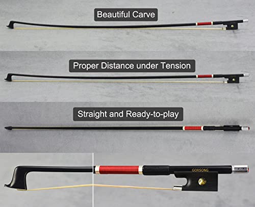 Unique Carbon Fibre Violin Bow With Red Crystal Full Size 4/4 Standard Weight Fiddle Bow Ebony Frog Mongolian Horsehair #TOP4