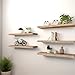 YYWUOJJ Wood Floating Shelves for Wall Decor, Rustic Wall Shelves for Bedroom Bathroom Kitchen Living Room, Set of 6 Light Walnut