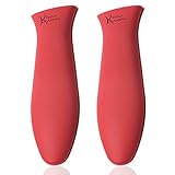 2 Pack - Kitchen Addiction Premium Large Silicone Hot Handle Holder - Hot Handle Potholder for Cast Iron or Metal Cookware - 2 Pack (Red)