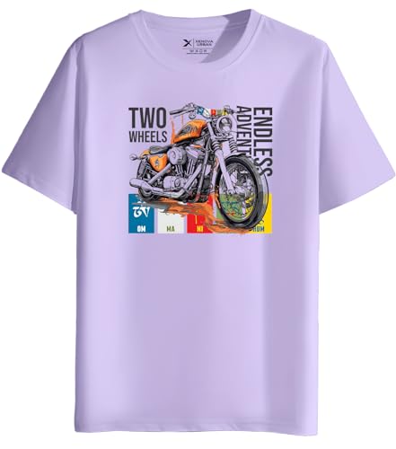 Image of XENOVAURBAN Men's Regular Fit Biker Printed Round Neck Cotton T-Shirt | Graphic Printed Casual Wear Unisex Fit XS to 3XL Tshirt RN-Bike