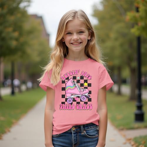 Image of SOFEON First Day of School Shirt for Girls Rollin' Into 1st /2nd /3rd Grade T-Shirt Back to School Skating Graphic Tees Tops