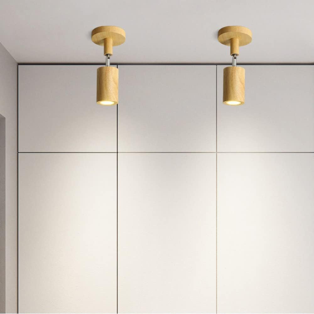 Wood Ceiling Spotlight Adjustable LED Surface Mounted Display Downlight, Directional Ceiling Mount Light Fixture Accent Spot Lamp, 6W 3 Color Mode Gallery Picture Lighting